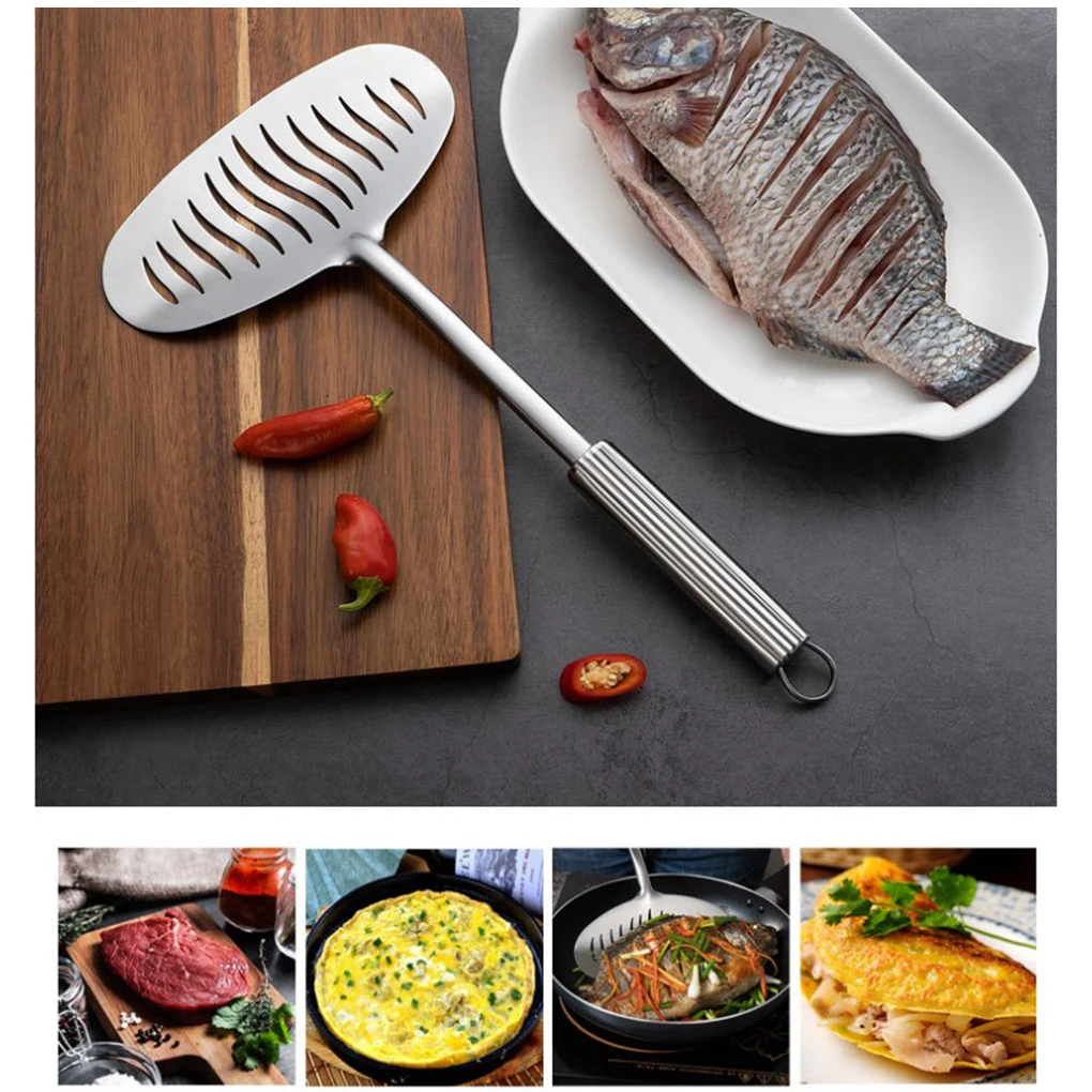 

Stainless Steel Slotted Spatula Fish Flat Fish Steak Slice Frying Spatula Fish Turner Shovel Kitchen Cookware Cooking