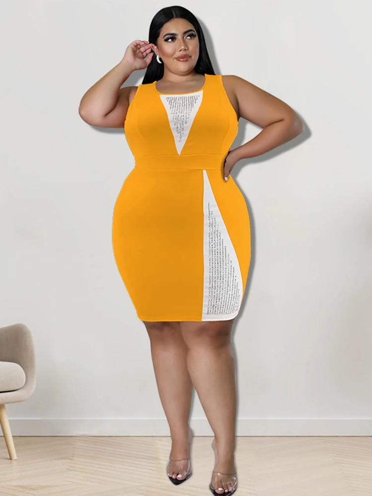 Plus Size Dressess Summer Woman Clothing Sleeveless Elegant Parti Dress Chubby Ladies Even Dress Wholesale Bulk Dropshipping