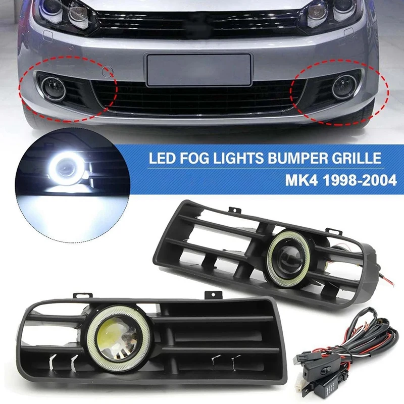 

1Set Lower Grill Daytime Running Light Grille With LED DRL Lamp For VW GOLF MK4 1998-2004