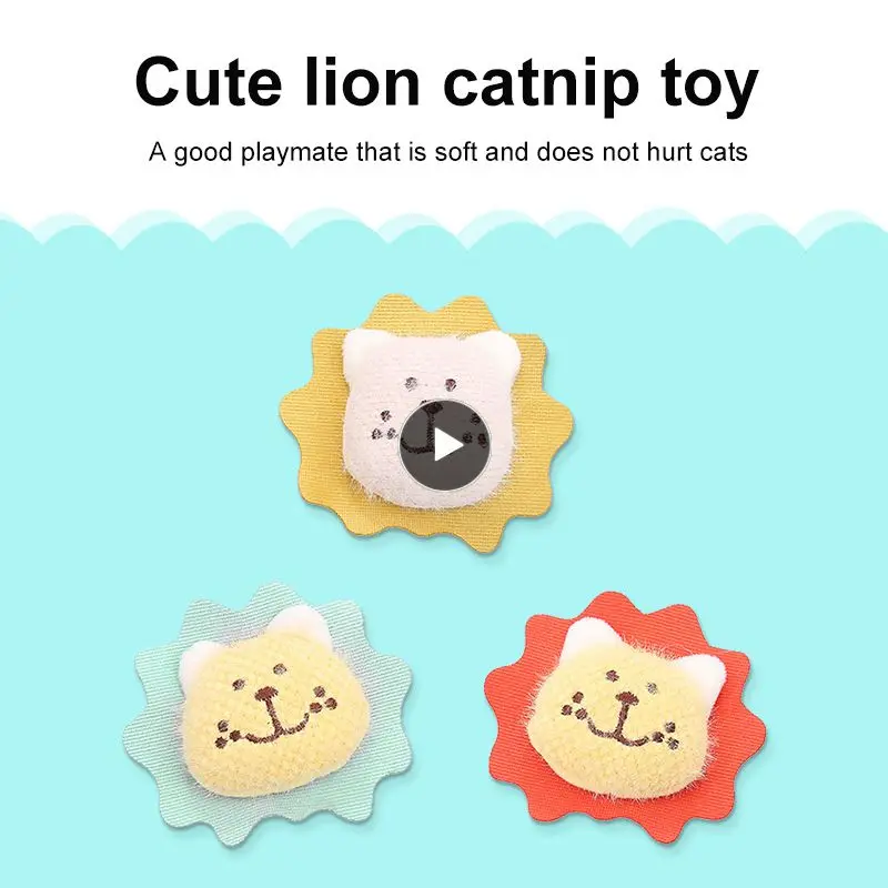 

Cat Toy Lion Head Shape Pineapple Velvet Cute Catnip Pet Supplies Toss Soft Plush Embroidery Cats Paw Shape Contains Cat Grass