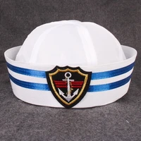 funny child adult white captain sailors boat blue military hat navy marine cap with anchor party cosplay costume hat props