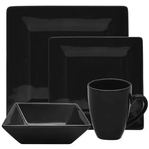 

Nova Square 16-Piece Stoneware Dinnerware Set, Cream/White for home dinner set dishes and plates sets