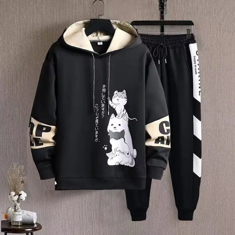 

2023 Spring Autumn Men's Sets Printed Tracksuit 2 Pieces Set Hoodies+Sweatpants Korean Fashion Men Clothing Male Jogging Sets