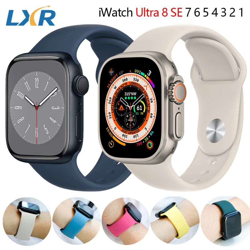 Strap For Apple Watch band 44mm 45mm 41mm 40mm 49mm 42mm 38mm Silicone Sport bracelet correa iwatch Series 8 Ultra 7 se 3 5 6 4
