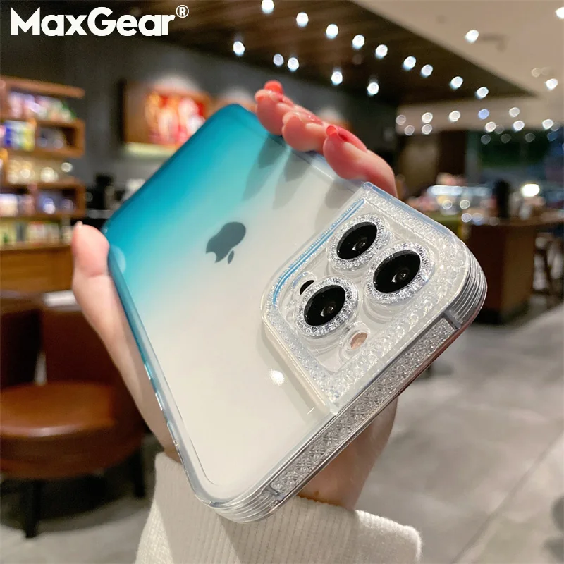 Роскошный градиентный Прозрачный чехол для телефона iPhone 13 12 11 Pro Max X XR XS SE 2022 7 8 Plus