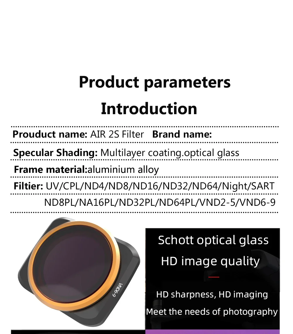 ND2-5 ND6-9 ND8PL ND16PL ND32PL ND64PL Комбинированный фильтр для объектива камеры CPL DJI Air 2S