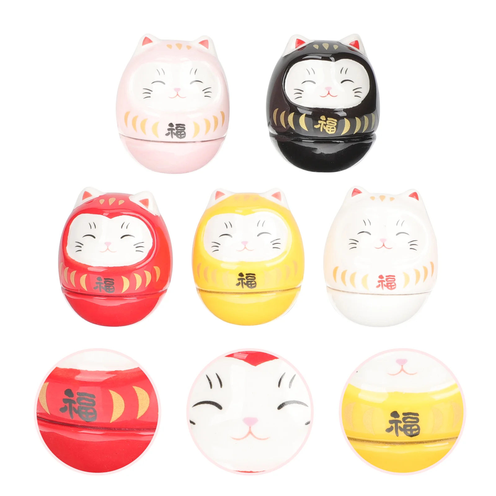 

Daruma Cat Japaneselucky Mini Fortune Home Neko Maneki Gadgets Statue Miniature Figurinefigurines Charms Porcelain Buddhism