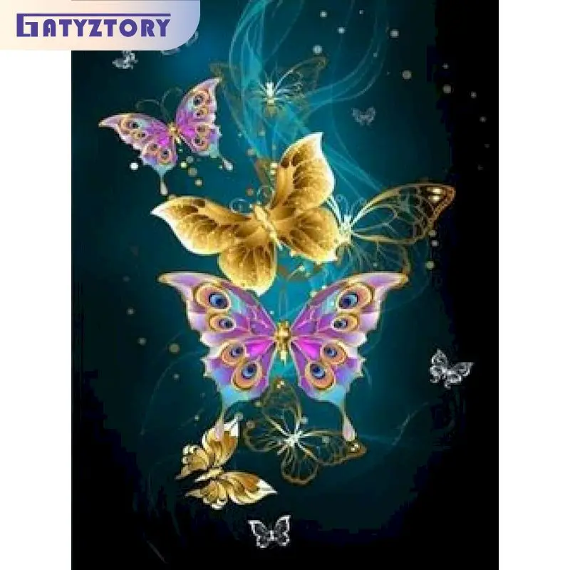 

GATYZTORY 5d Diamond Painting Full Drill Square Butterfly Diamond Mosaic Animals Embroidery Handmade Gift Sale