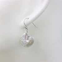 zfsilver trend round white baroque freshwater pearl stud earrings eardrop ear ball hook for women jewelry accessories party gift