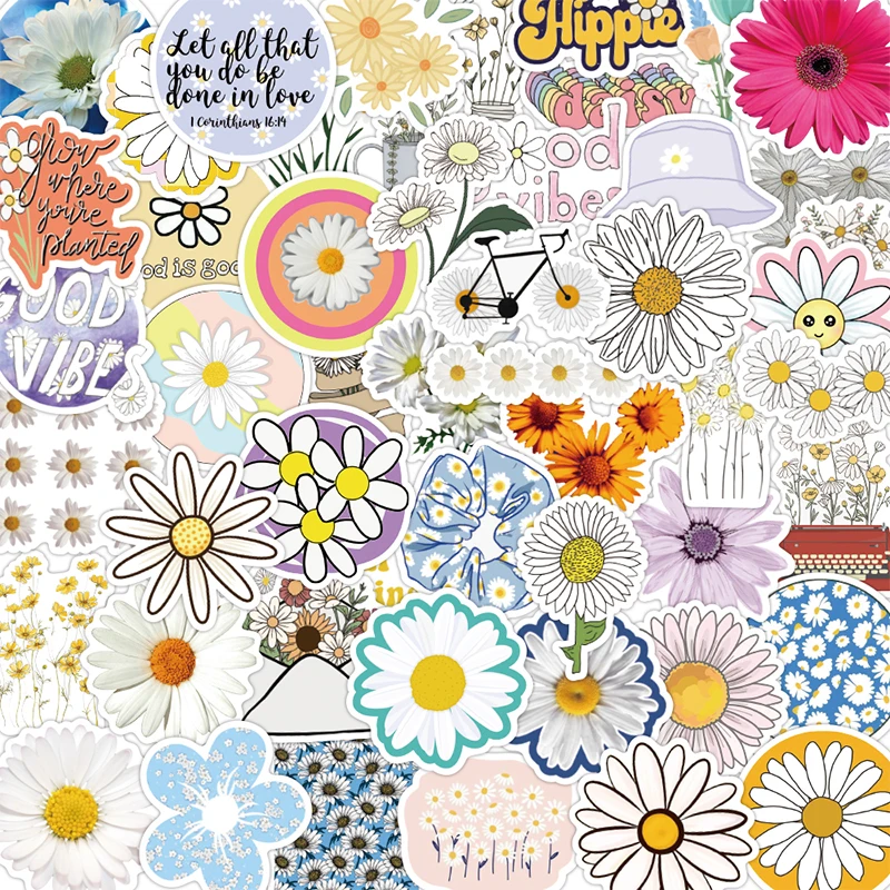 50pcs Flower Sticker DIY Baby Scrapbooking Pencil Case Diary Phone Planner Decoration Waterproof Sticker Book Album Kids Toys retro gold gliding sticker daily life flower key celebrate cat diary phone album decoration diy twinkle stickers girl kids gift