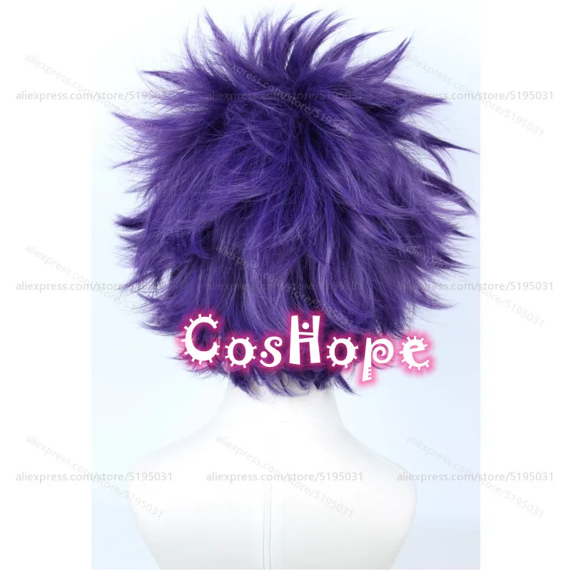 MHA Shinso Hitoshi Cosplay Wig Men Short Fluffy Purple Anime Wigs Heat Resistant Synthetic