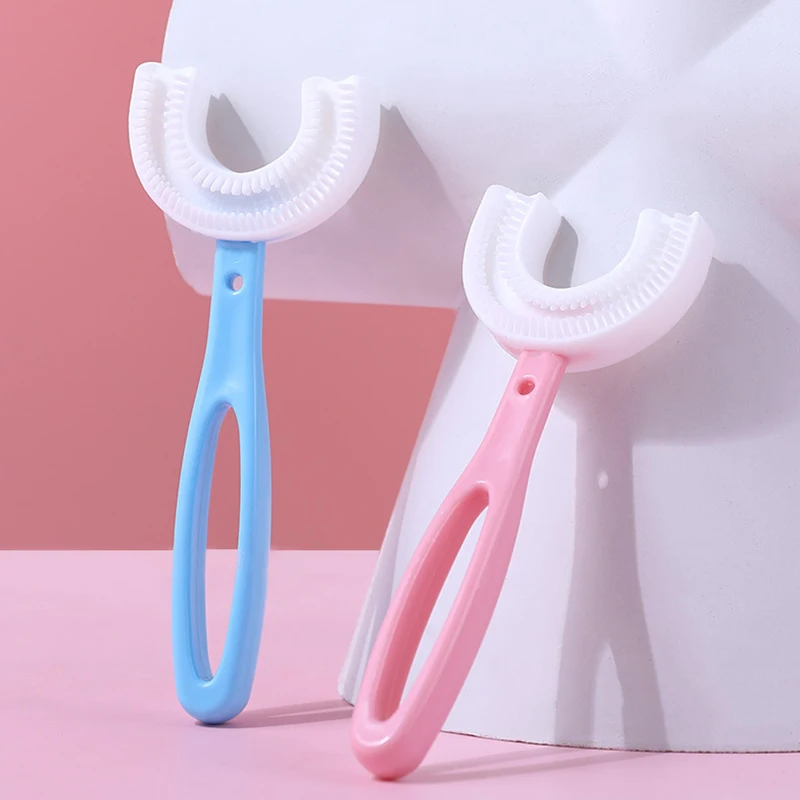 

360 Degree U-shaped Baby Toothbrush Children's Toothbrush Oral Care Cleaning Brush Convenient Silicone Baby Toothbrush Oral Tool