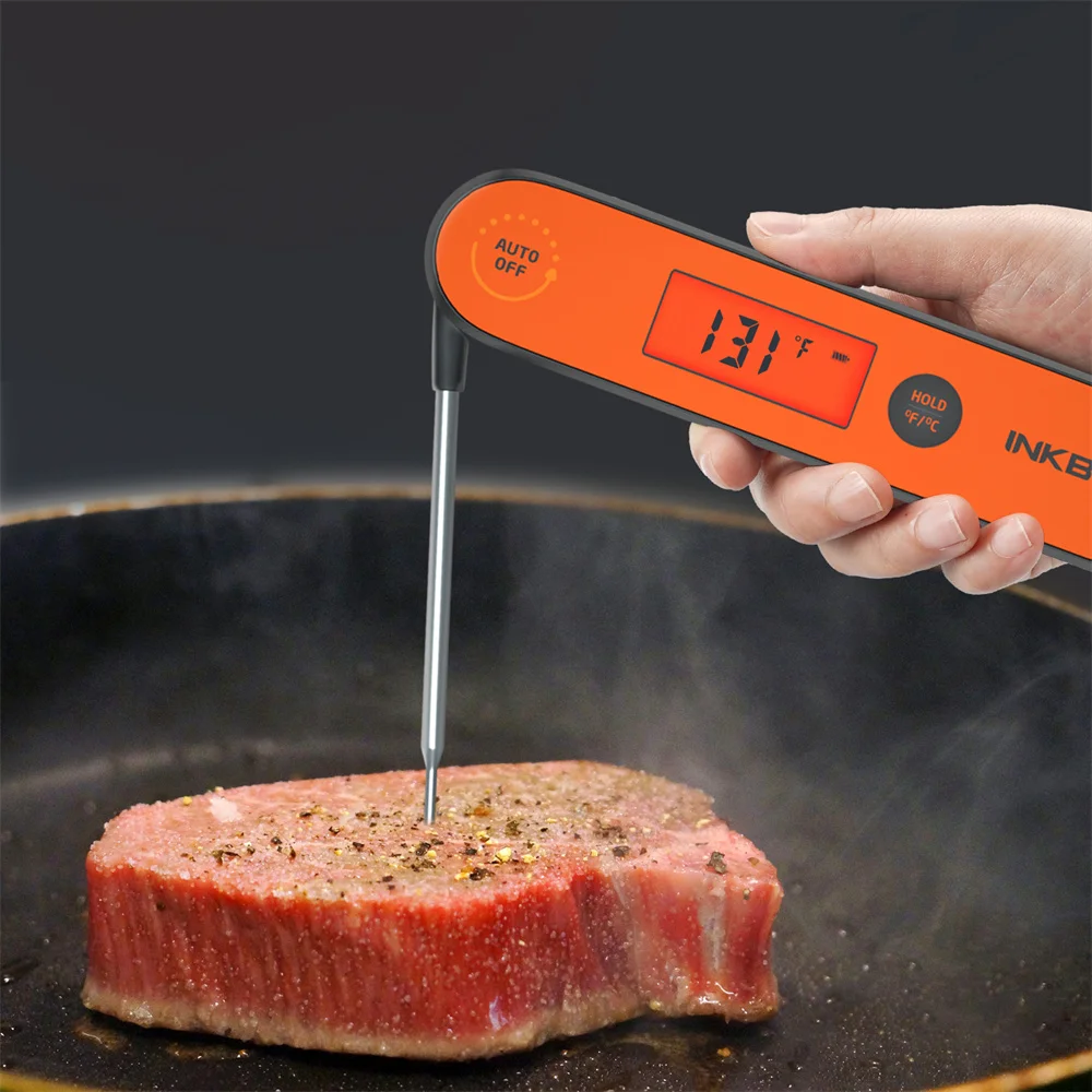 

INKBIRD Digital Meat Thermometer IHT-1P Waterproof Rechargeable Thermometer with Backlight&Calibration with Folding Probe