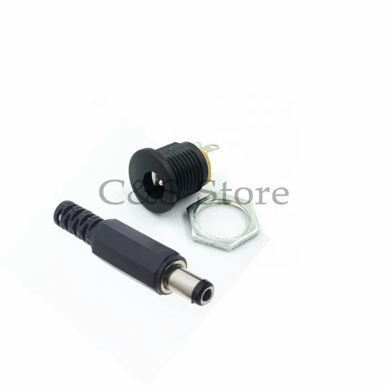 

10 шт. (5 пар) DC12V 5,5x2,1 мм пластиковые вилки DC022, розетка постоянного тока, гнездовой разъем, гайка, разъем для монтажа на панели