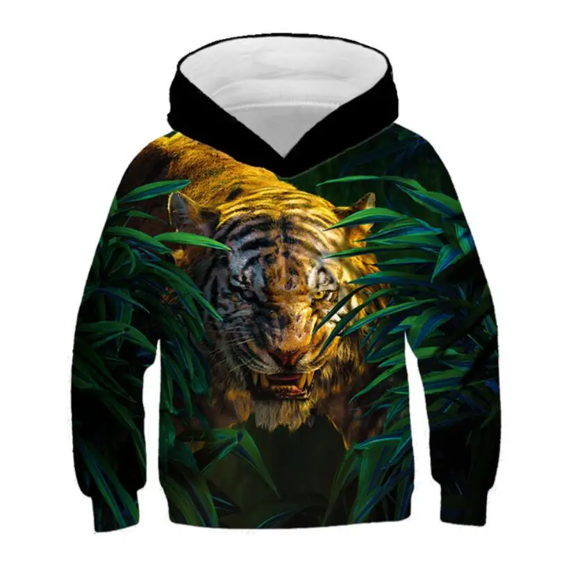 

Children Animal Tiger 3D Cool Hoodies Baby Boys Funny Flame Tiger Print Streetwear Hoody Clothing Teen Sport Sweatshirt 3-14Y