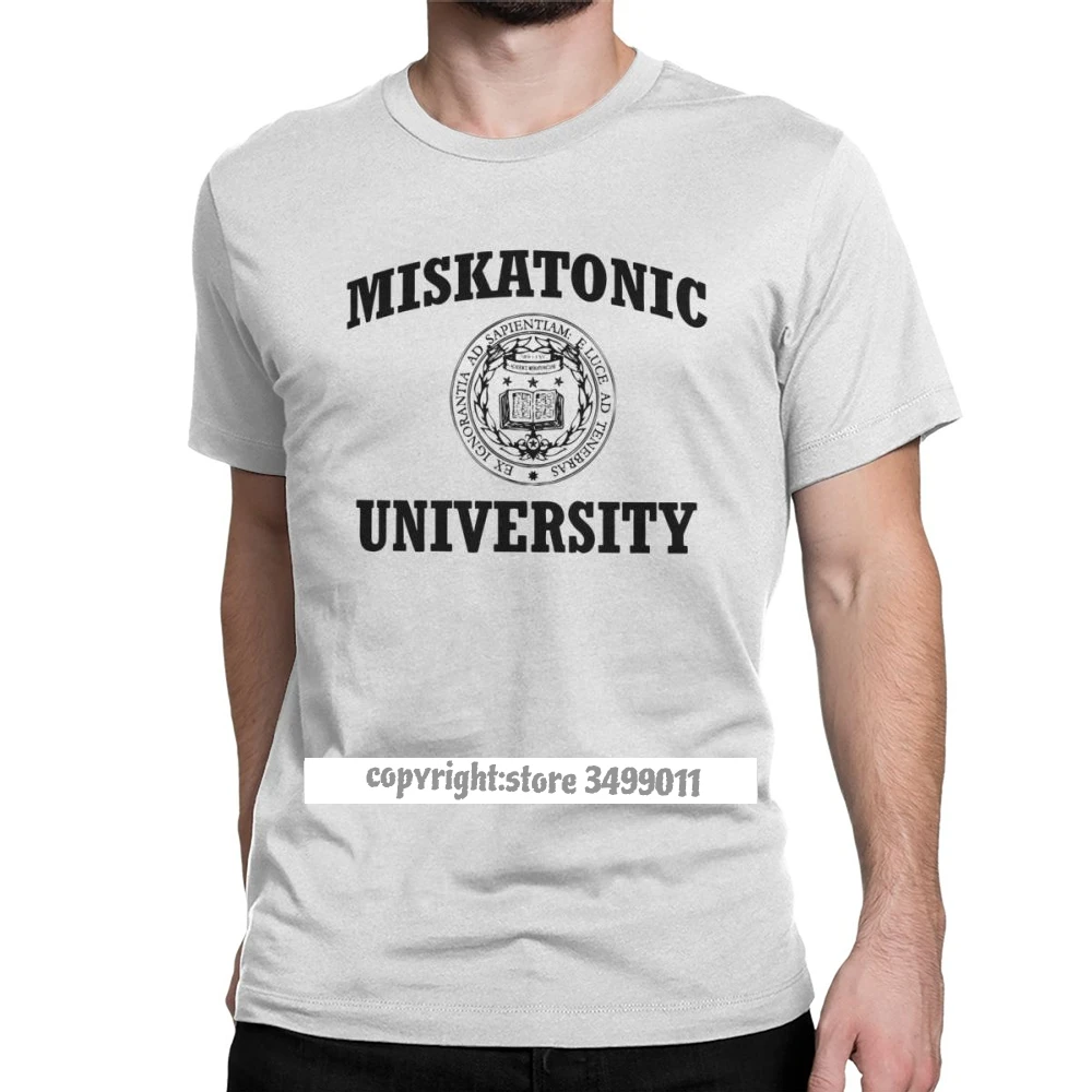 

Miskatonic University Tops T Shirt Men Necronomicon Call Of Cthulhu Cthulu Lovecraft Fun Premium Cotton Tee T Shirt Graphic