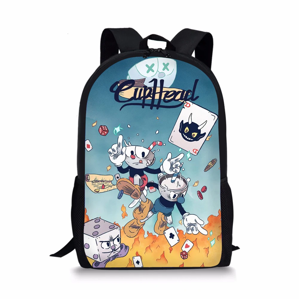 Cuphead Print Backpack Portable Casual Outdoor Travel Children's Knapsack Durable Large Capacity School Bags for Girls Boys
