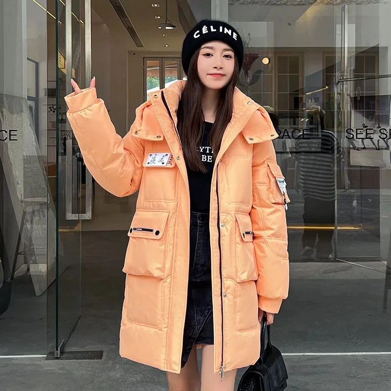 Hooded Cotton Padded Loose Thicken Women Jacket Classic Winter Snow Wear Windproof Warm Parkas Korean Long Sleeve Pockets Coat
