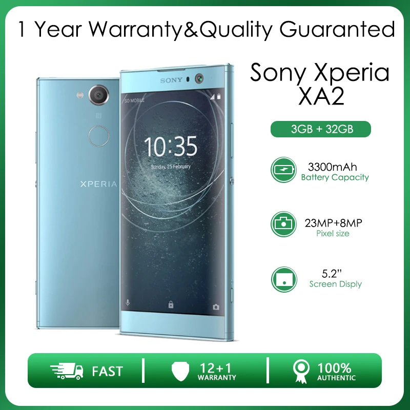 Восстановленный Оригинальный разблокированный мобильный телефон Sony Xperia XA2 H3113 с