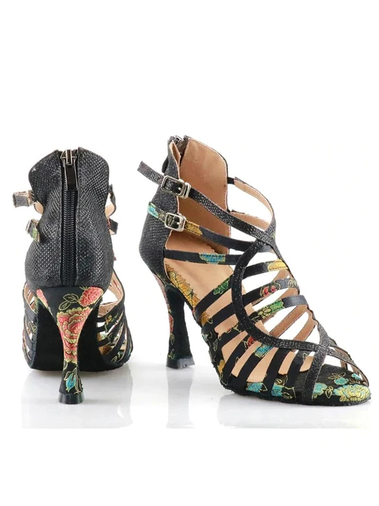 Women's sandals  latin dance 2022 tango salsa dance shoes and bachata high heels hollow out female dancing shoes ladies