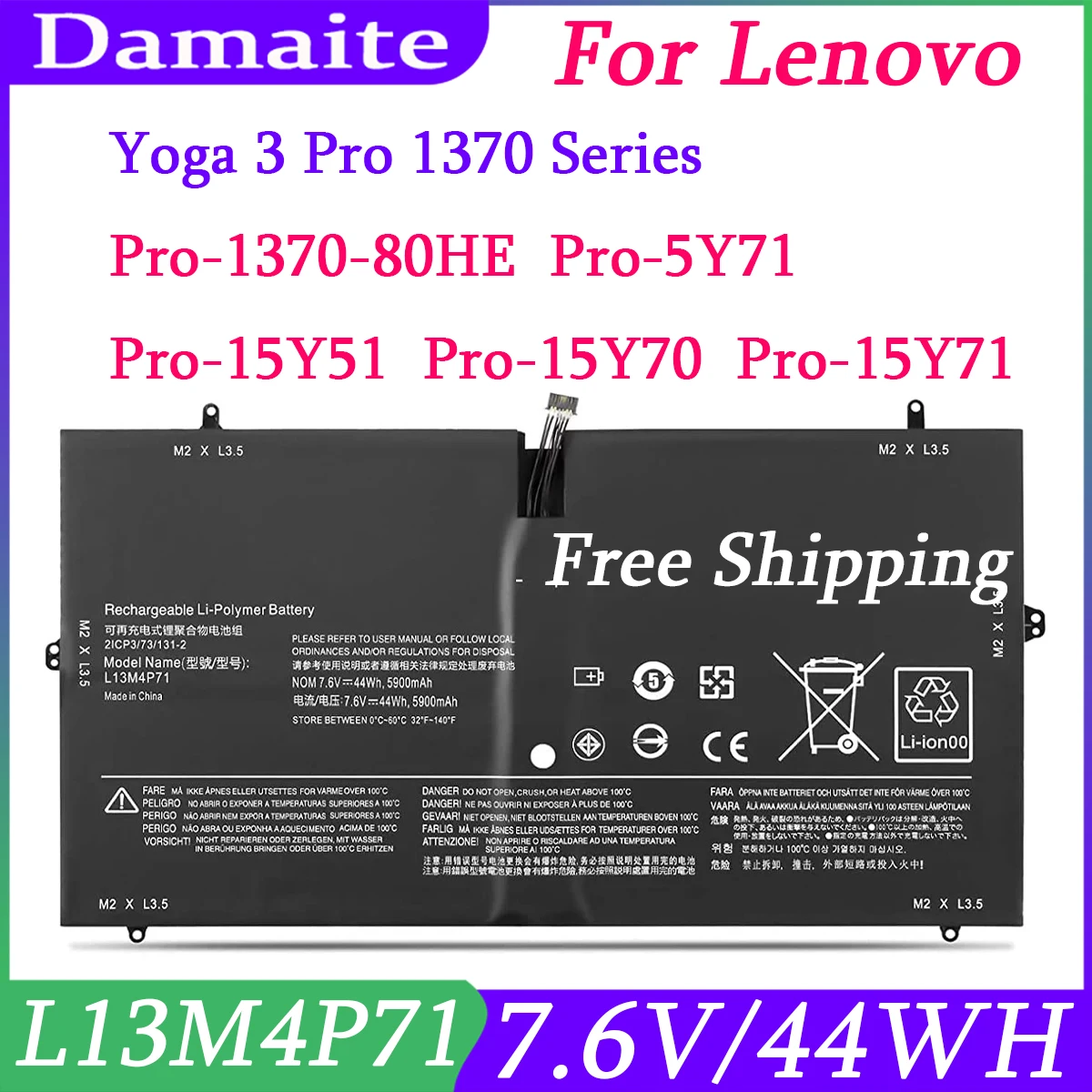 L13M4P71 L14S4P71 Аккумулятор для ноутбука Lenovo Yoga 3 Pro 1370 Series Pro-1370-80HE Pro-5Y71 Pro-I5Y51 Pro-I5Y70 Pro-I5Y71