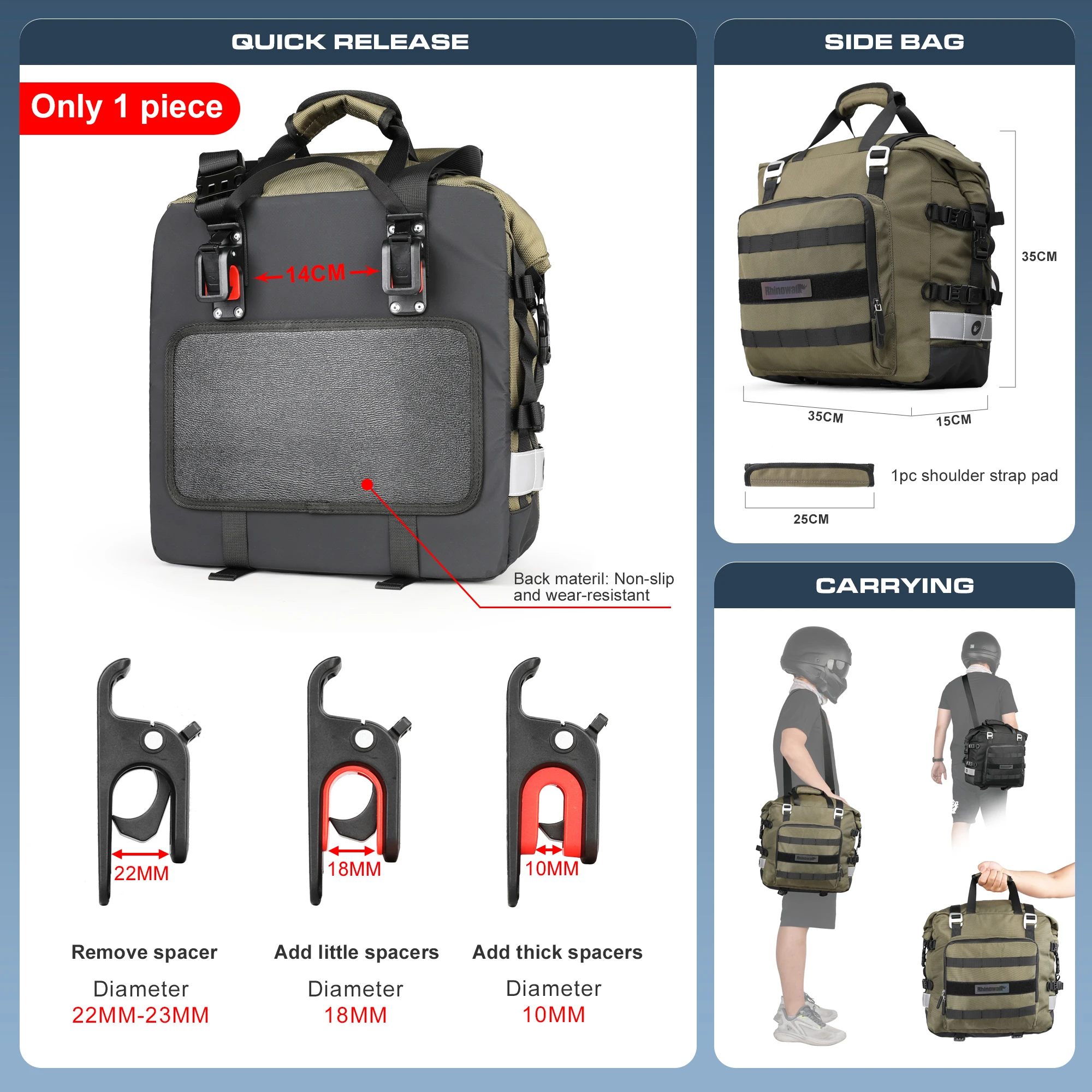

Мотоциклетная седельная сумка Rhinowalk 20L-30L, универсальная боковая сумка со съемной 100% водонепроницаемой внутренней сумкой, дорожный мотоциклетный багаж