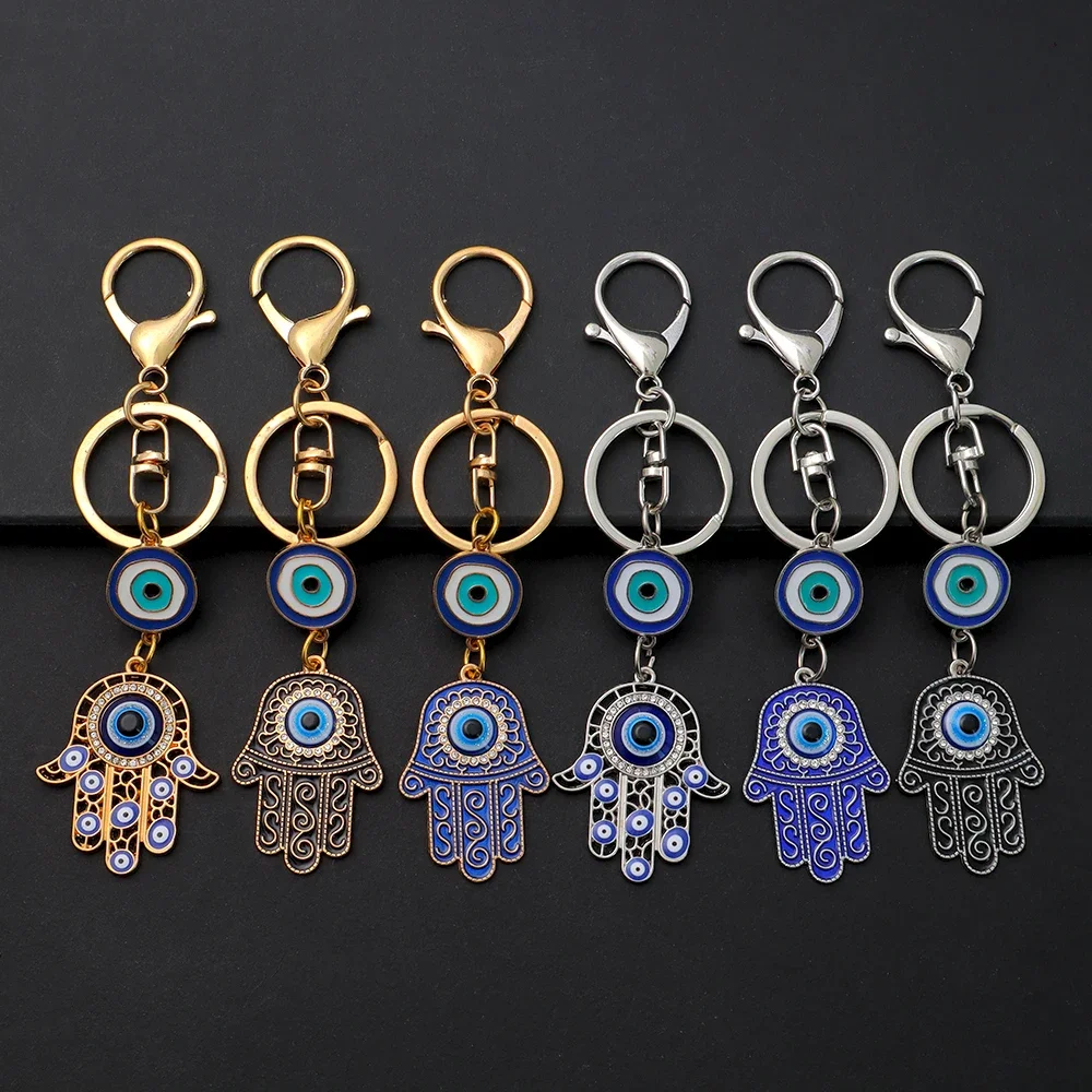 Модный полый синий брелок от сглаза Lucky Fatima Hamsa ручной для женщин и мужчин сумка