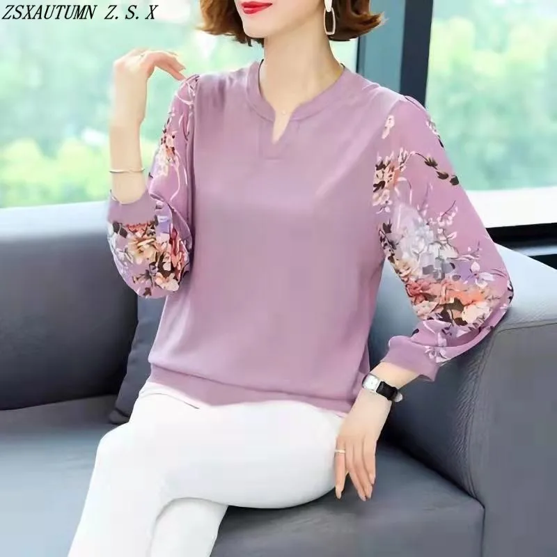 

Korean Women's Clothes Spring Summer New Chiffon Shirt Fashion Vintage Casual Printed Simple Tops Fine Elegant Blouses Female