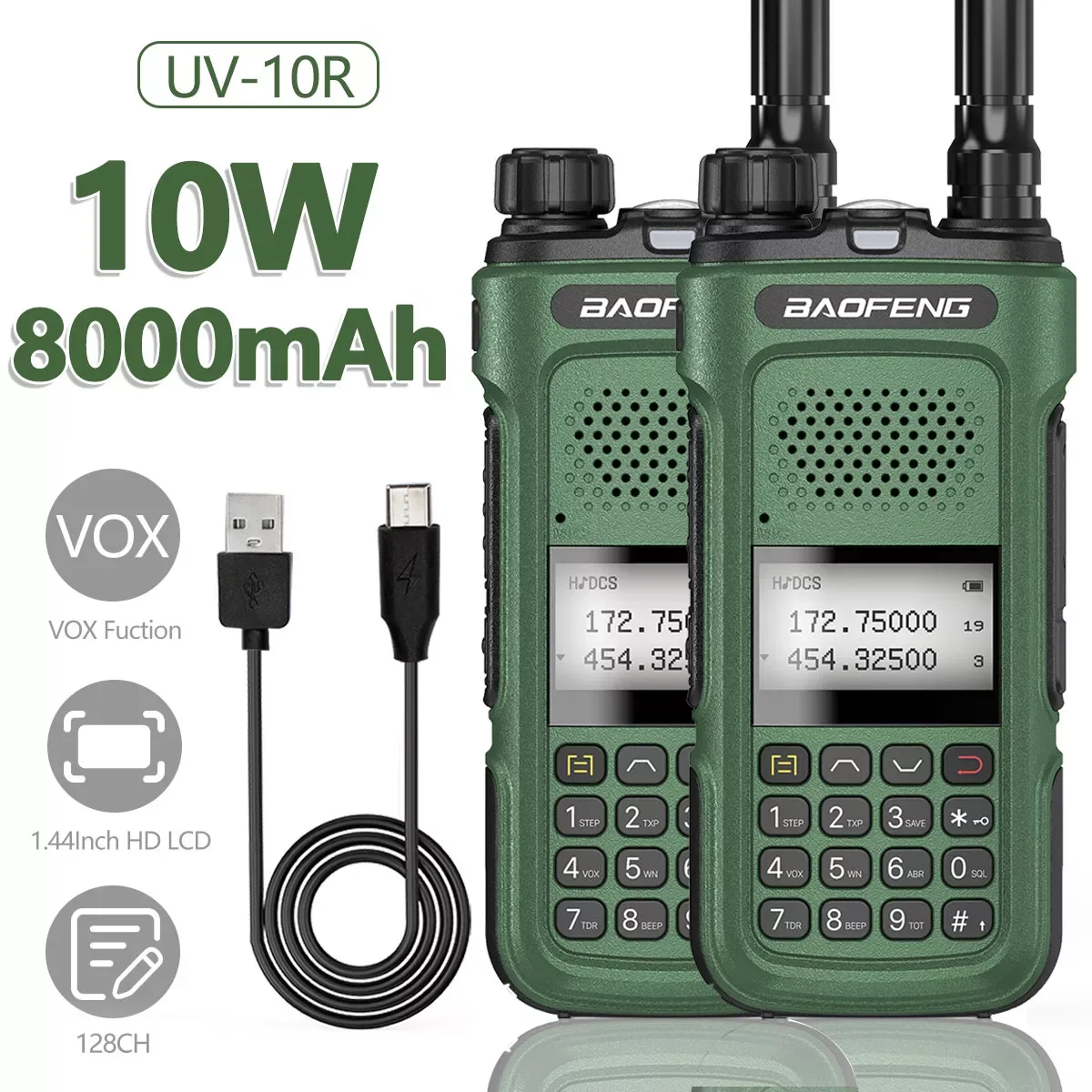 

2 шт., двухсторонняя радиостанция UHF/VHF 136-174/400-520 МГц