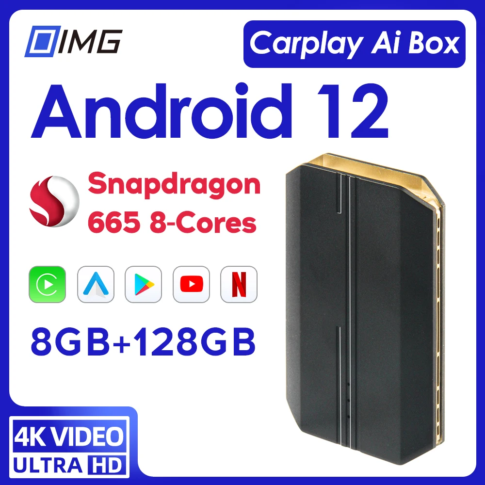 Carplay Ai Box Android 12.0 Wireless CarPlay Android Auto Netflix YouTube Spotify For Kia VW Toyota Peugeot Volvo 8+128GB 2022
