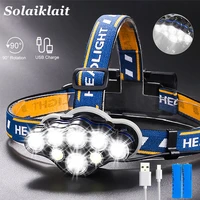 2022 new 8led powerful headlamp for fishing led flashlight hunting head lamp rechargeable torch 18650 headlights camping lantern