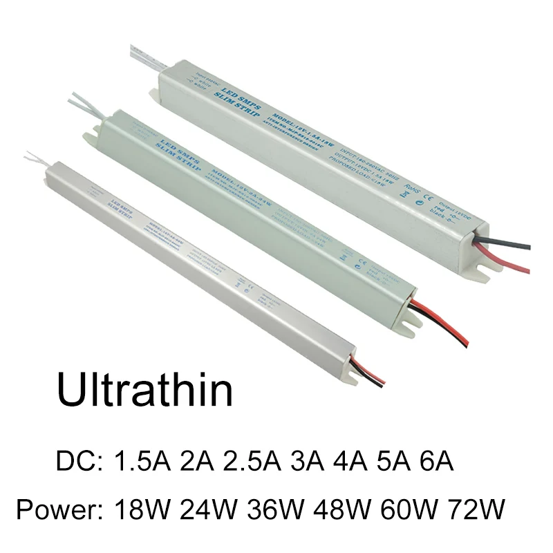 

LED Switching Power Supply Thin Lighting Transformer 12V 1.5A 2A 2.5A 3A 4A 5A 6A 18W 24W 36W 48W 60W 72W Constant Voltage