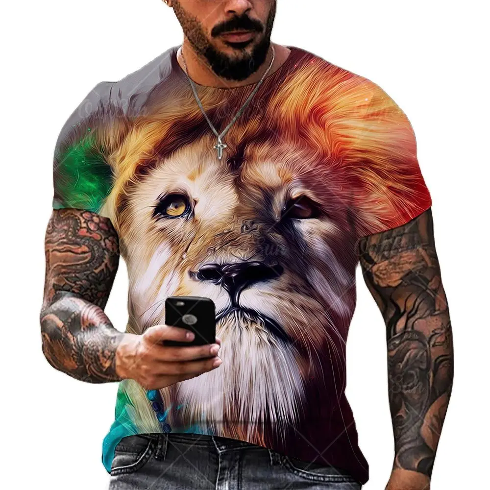 

3D printing Wolf Men T-Shirt Summer Trend Casual O-Neck Short Sleeve Oversized T-Shirt Fashion Streetwear Selling Hip HopTops