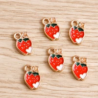 10pcs 914mm cute enamel fruit strawberry charms pendants for jewelry making girls drop earrings necklaces diy crafts supplies