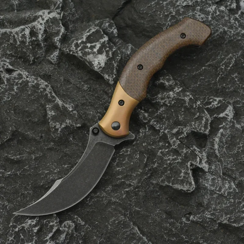 Острый тактический нож складной изогнутый высокой твердости для кемпинга