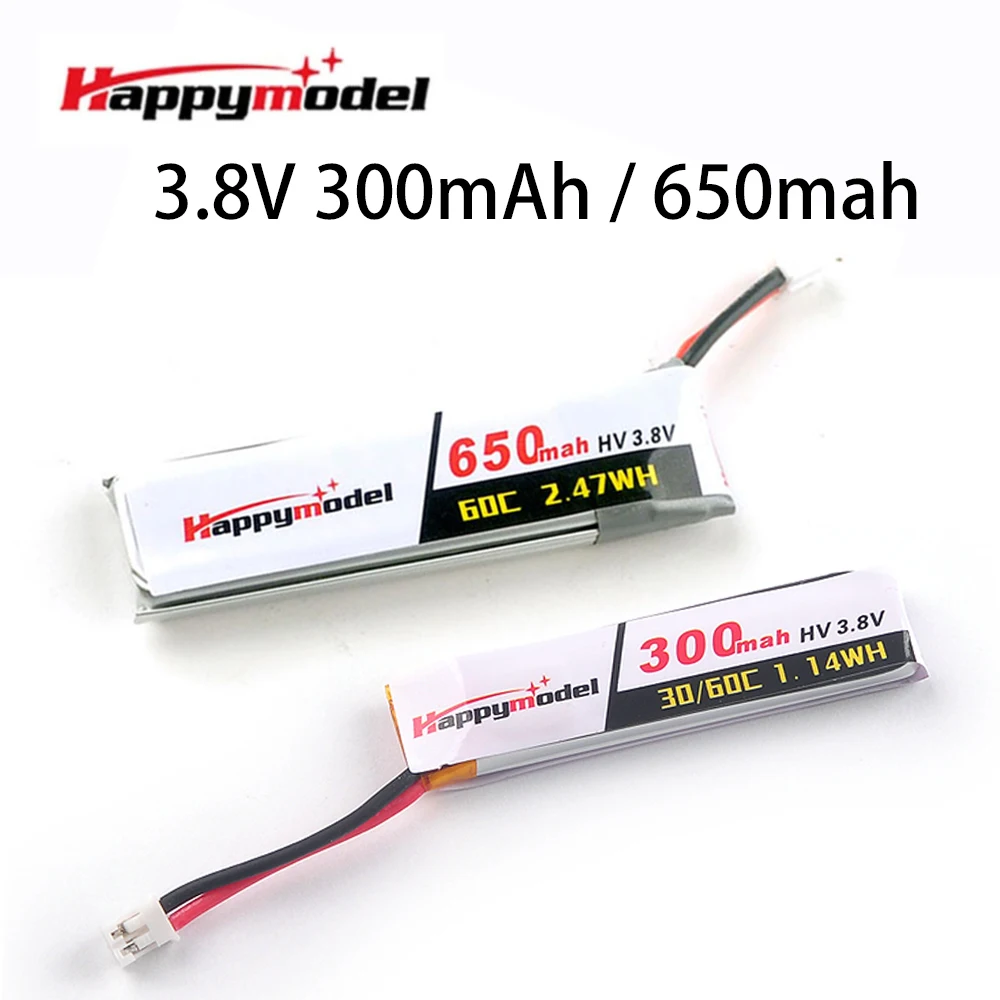 

Happymodel 3,8 V 300mAh / 650mah 30C 1-2S Высоковольтная литий-полимерная батарея PH2.0 Plug для Mobula7 Snapper6/7/8 UR65 US65 UK65 FPV Drone