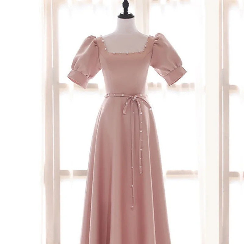 Bridesmaid Dress Pink 2023 New Summer Slimming Long Dress Sisters Group Dress Sense Niche Satin Long Dress