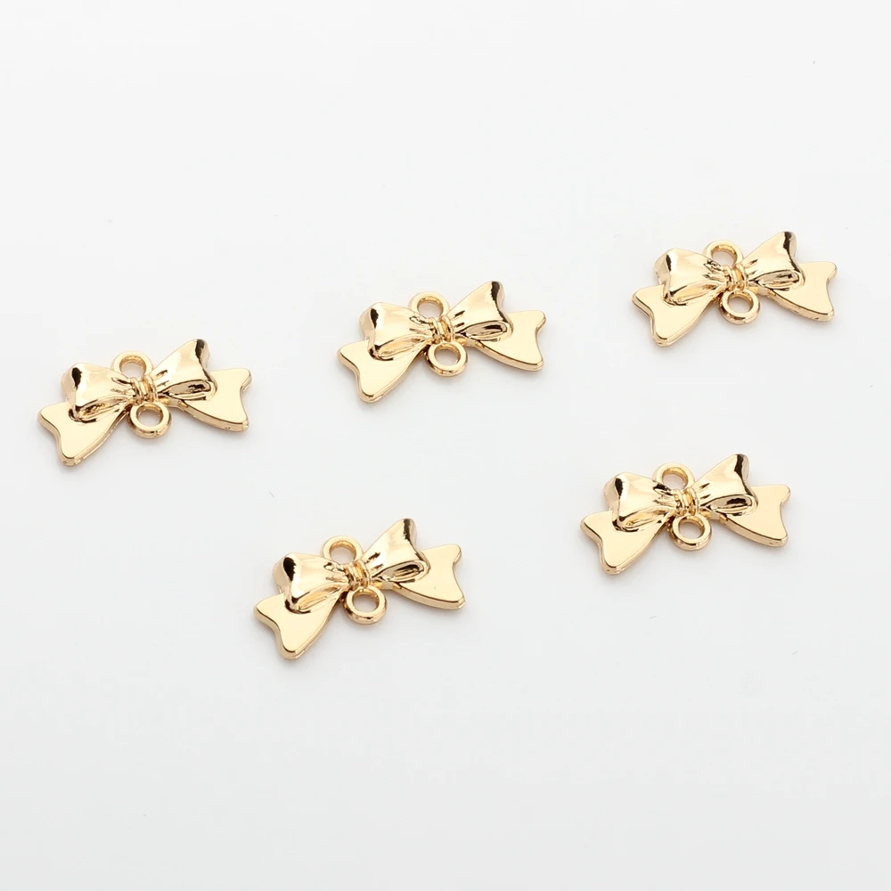 

Подвеска из цинкового сплава с золотым бантом, 10 шт./Лот, модные подвески «сделай сам», аксессуары для изготовления ювелирных изделий