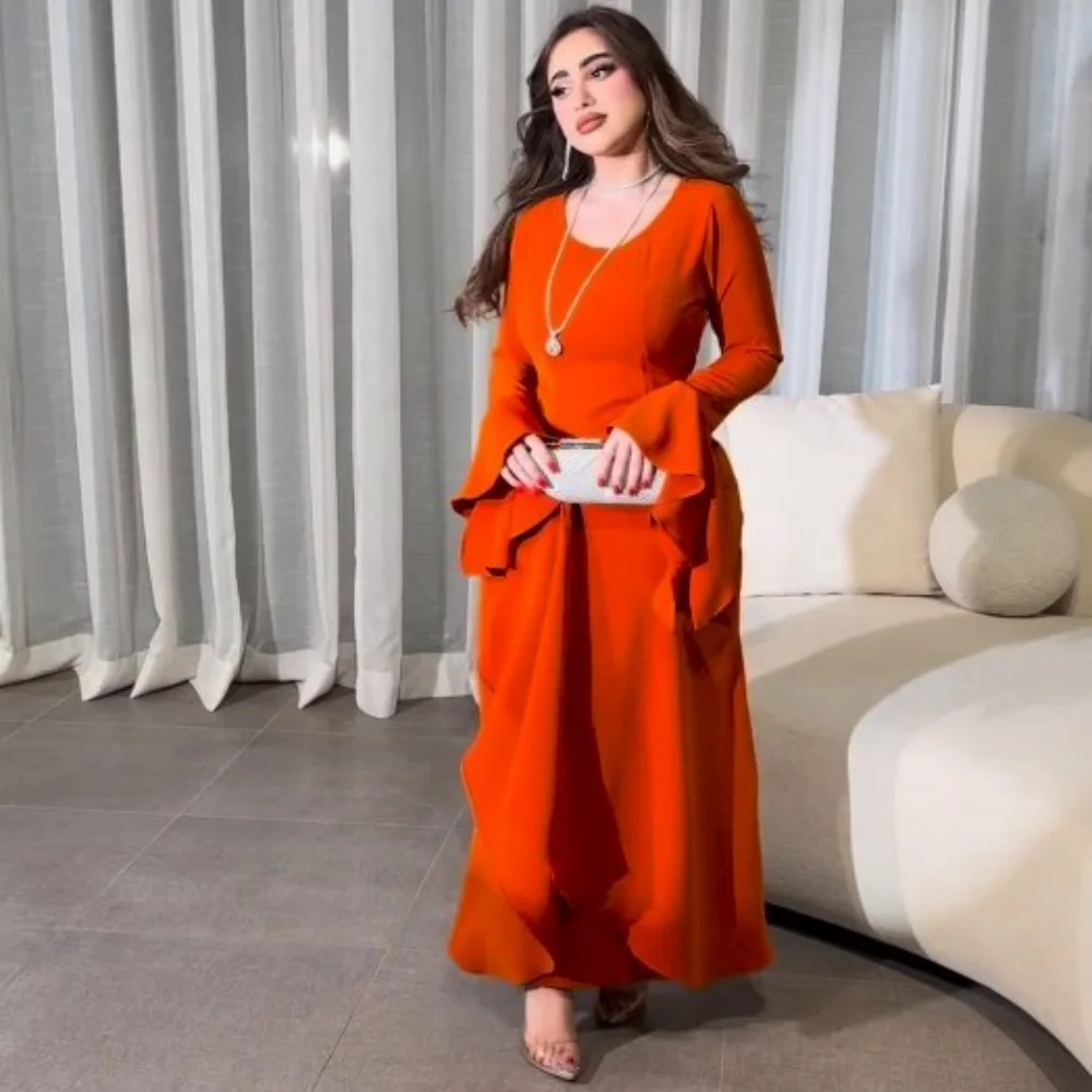 Вечернее платье из джерси с рюшами и для выпускного вечера трапециевидное