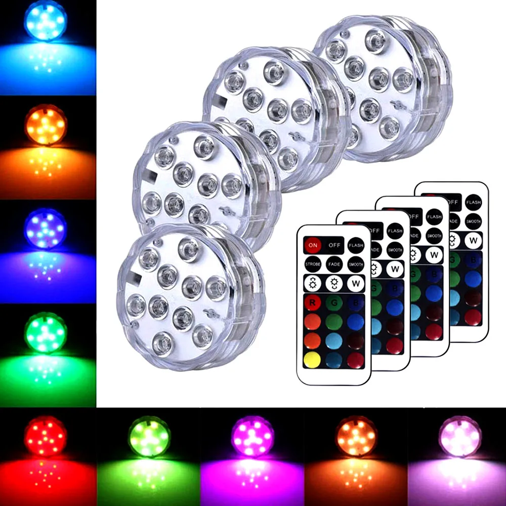 głębinowa lampa LED z pilotem wodoodporna lampka nocna do dekoracji akwarium basenowego wesele