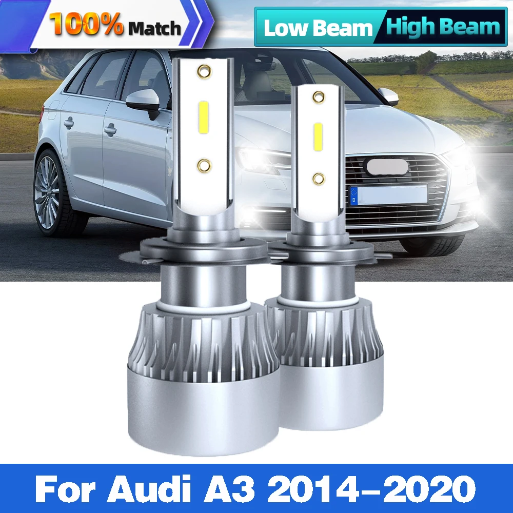 

H7 LED COB Light Bulbs Auto Led Headlights 6000k White Auto Headlamp CSP LED Turbo Lamp For Audi A3 2014-2020 Headlights