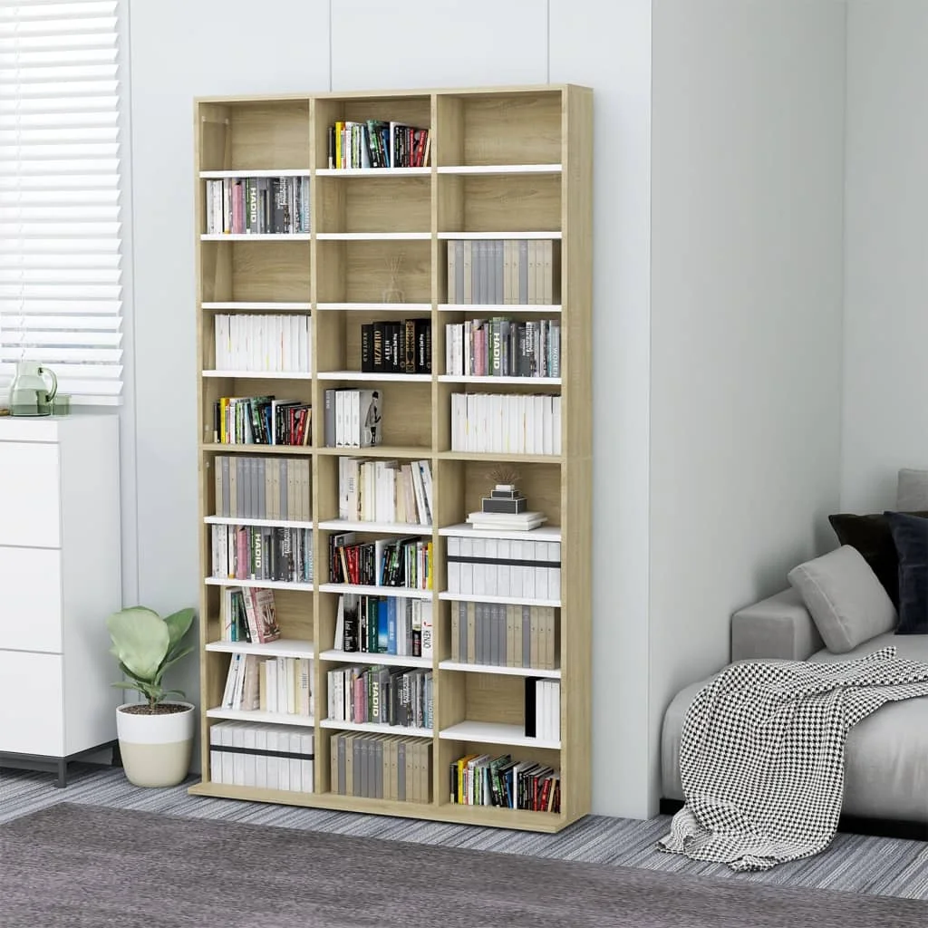 

White CD cabinet 102x16x177,5 cm engineering Wood