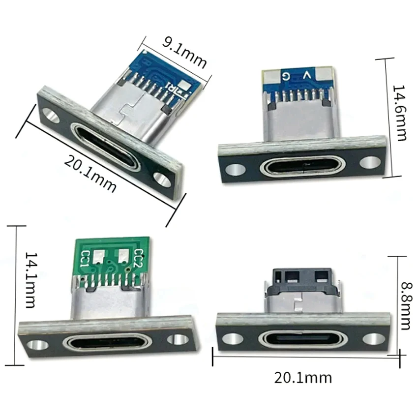 Фото 2/5/10 шт. Разъем USB 3.1 типа C с винтовой крепежной пластиной Type-C USB Jack 3.1 Type-C 2-контактный 4-контактный 5-контактный 6-контактный гнездовой разъем DIY №2