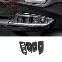 for honda fit jazz 2014 2018 lhd car door window glass lift control switch panel cover trim carbon fiber car styling accessories