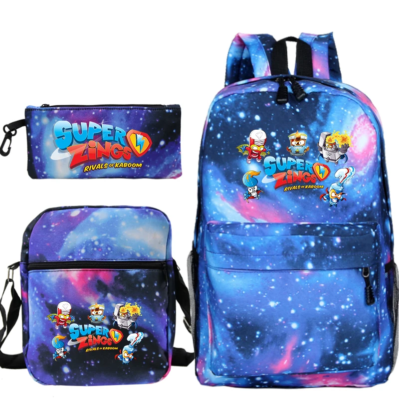 Super zings mochilas livro sacos de viagem mochila portátil escola bagpacks 3 pçs/set para crianças