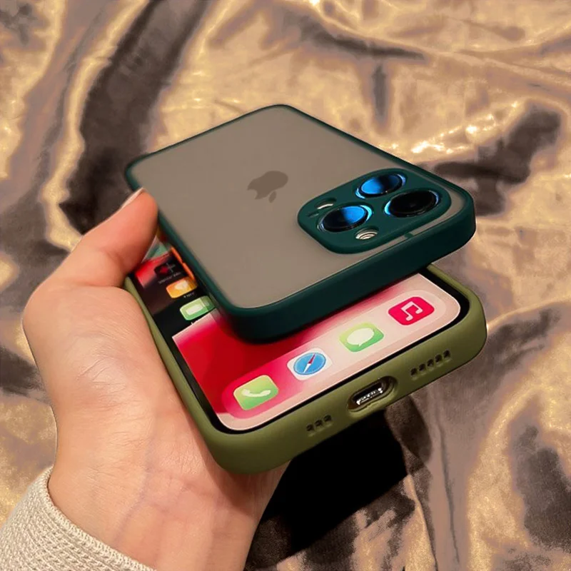 

Shockproof Matte Armor Transparent Phone Case For iPhone 11 12 13 Pro Max Mini X XS XR 7 8 Plus SE2 3 Luxury Silicone Soft Cover