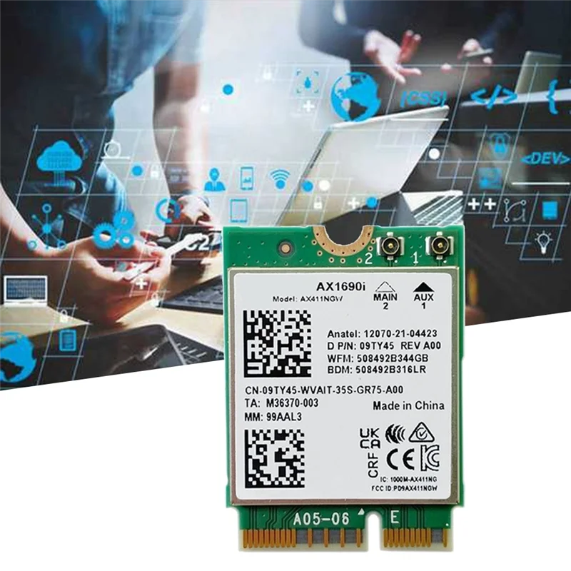 Wi-Fi-карта AX1690I с антенной 2X8DB AX411 Wi-Fi 6E Скорость 2 4 Гбит/с 802.11Ax 4/5/6 ГГц Беспроводной