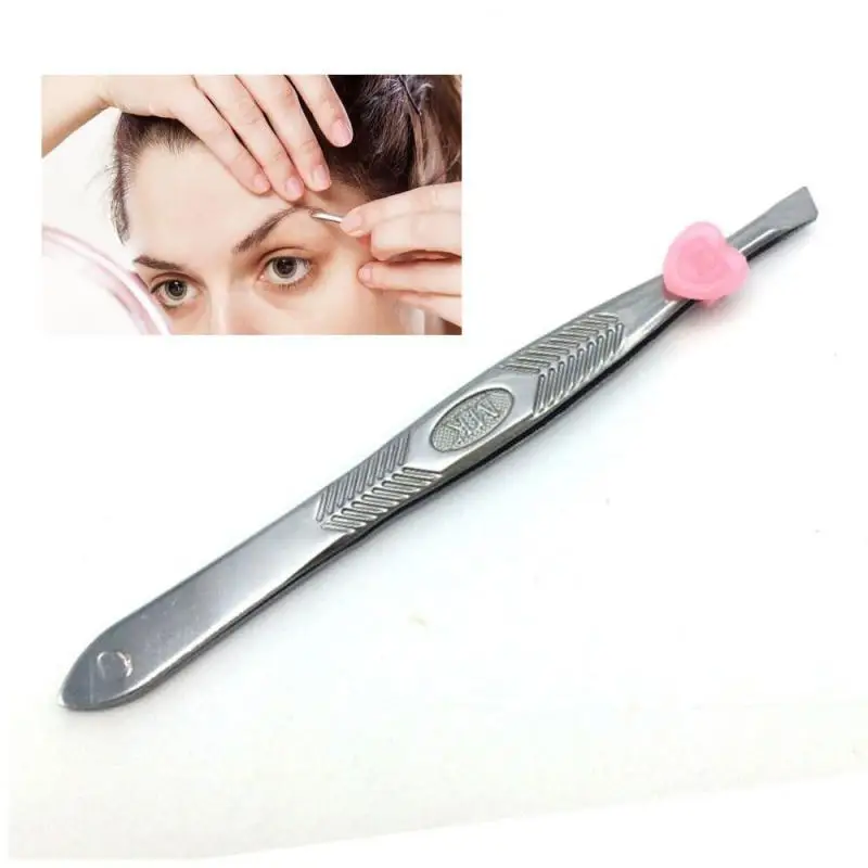 

1PC Stainless Steel Eyebrow Tweezers Professional Eyebrow Hair Removal Slanted Brow Clips Convenient Small Makeup Tool