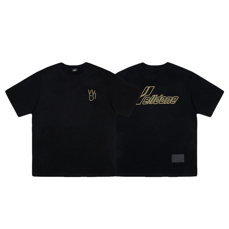 

Yellow Pearl We11done T Shirt Black Short Sleeve Men Women High Street Tops Tee