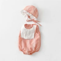infant baby girls bodysuits striped newborn summer children clothing one piece with hat 0 2y